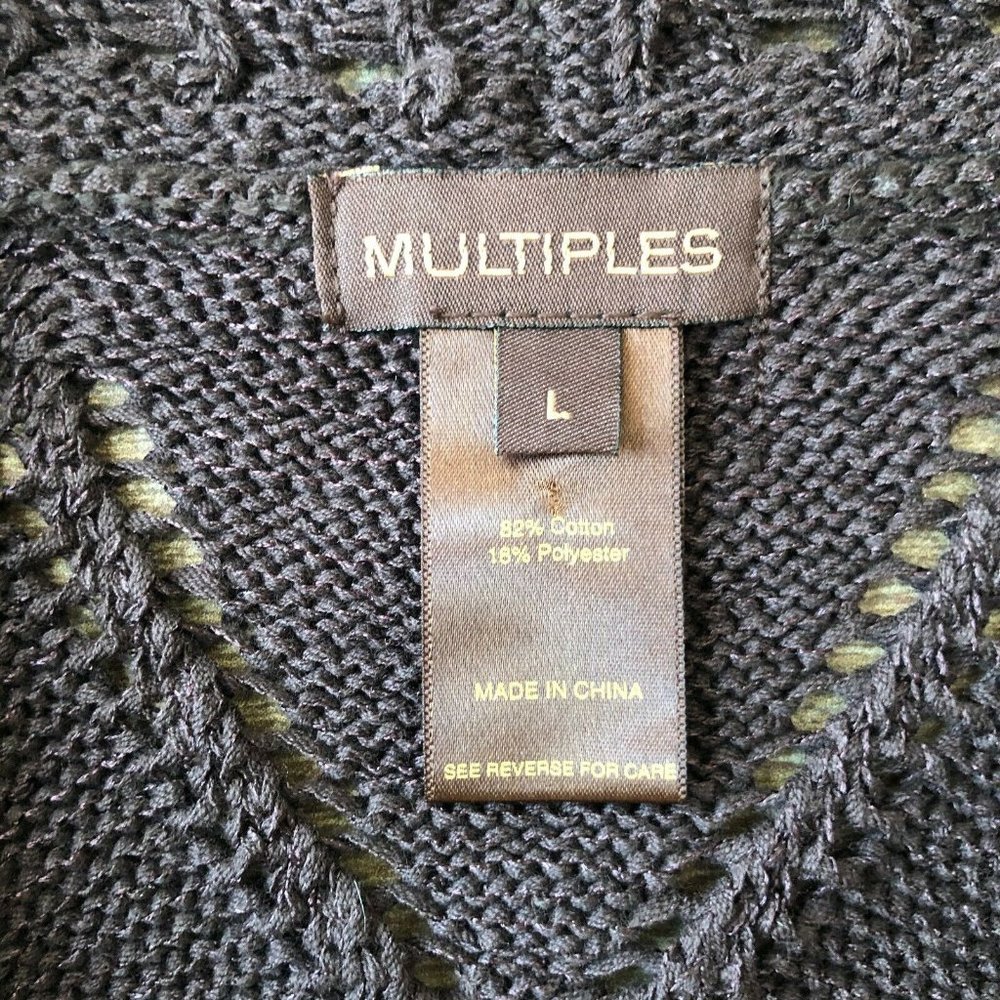 Multiples Open Knit Brown Open Front Vest Large - image 2